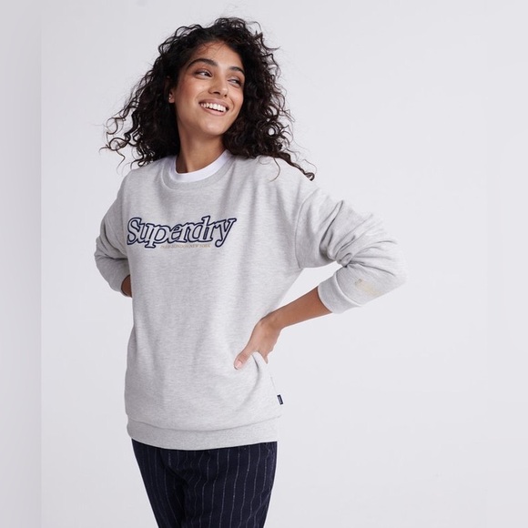 Superdry Sweaters - Superdry Appliqué Serif Loopback Crew Sweatshirt size 8 EUC